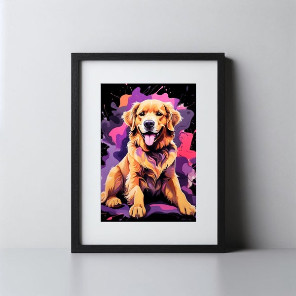 Modern Golden Retriever Wall Art, Printable Wall Poster, Digital Download, Dog Art, Home Decor