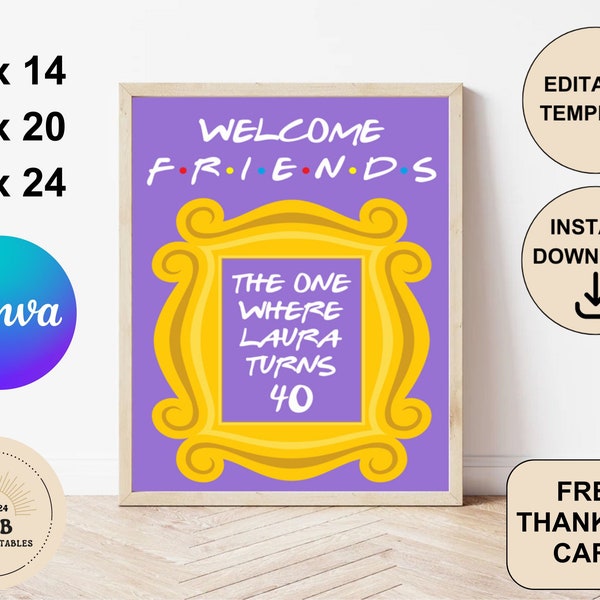 Friends Birthday Welcome Sign, Friends Theme Personalized Welcome Poster, Editable Friends Inspired Party Decorations Custom Printable File