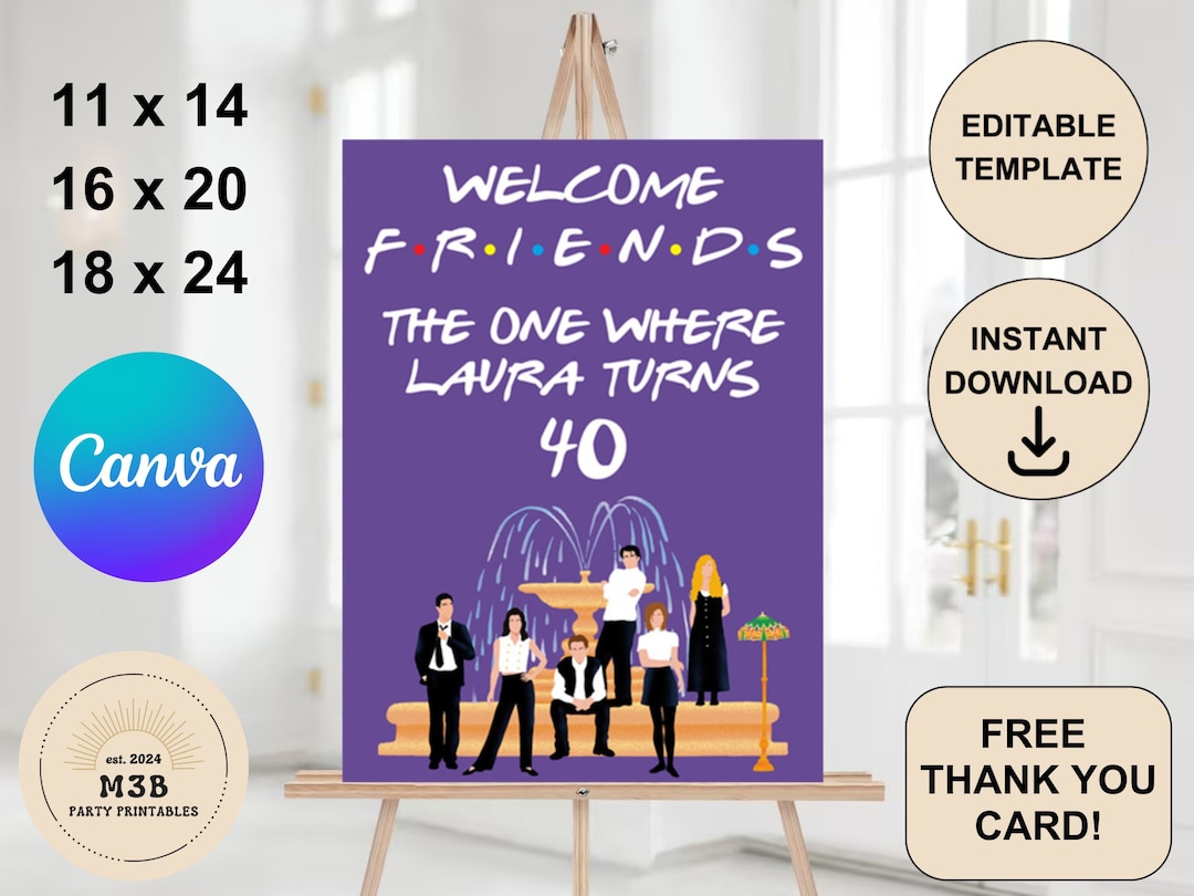 Friends Birthday Welcome Sign, Friends Theme Personalized Welcome ...