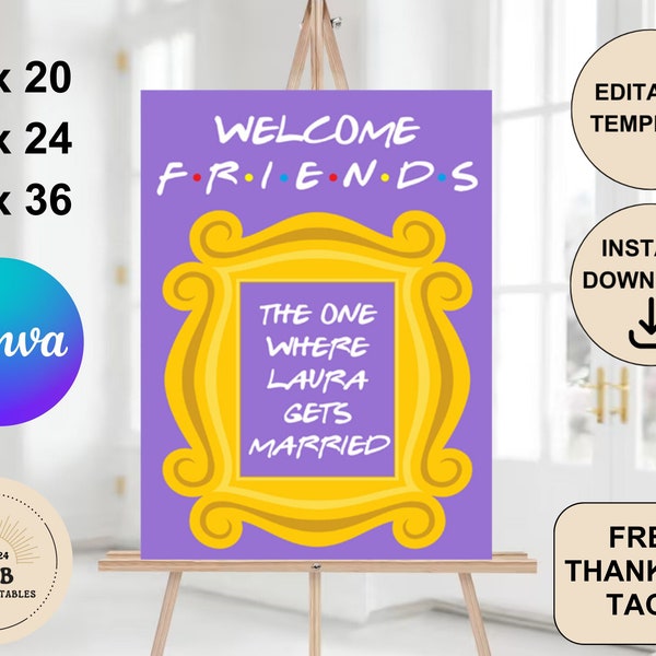 Friends Bridal Shower Welcome Sign, Friends Theme Personalized Welcome Poster, Editable Friends Inspired Party Decorations Custom Printable