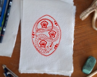 Keltische und nordische Drachenzeichnung – Original auf Bestellung – A5 Khadi-Papier – spirituelles Design: Freundlichkeit
