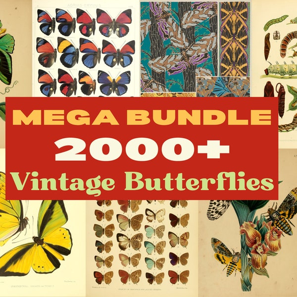 MEGA Bundle, Vintage Butterfly Ephemera, 130 Sheets, 2000+ Butterflies great for Scrapbooking, Junk Art Nature Vintage Journal Smash Books