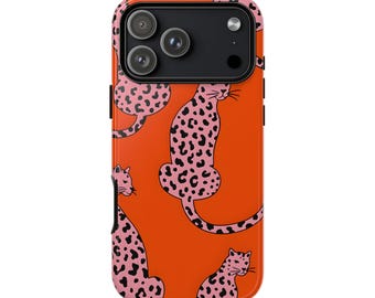 Telefoonhoesje met luipaardprint: dubbellaagse, schokbestendige iPhone-hoes