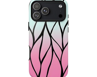Shinobu Inspired Phone Case - Butterfly Design, Mint & Pink Armor