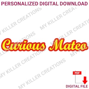 Curious George Photo Name Topper Custom Design Birthday Smash Cake Digital Design