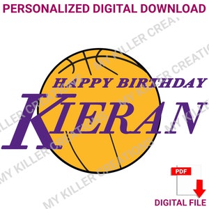 Lakers Basketball Photo Topper Sports Birthday Cake Photo Topper Custom Personalized Digital Print Printable PDF JPG