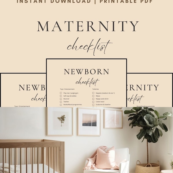 Newborn / Baby checklist, Maternity checklist and Hospital bag checklist