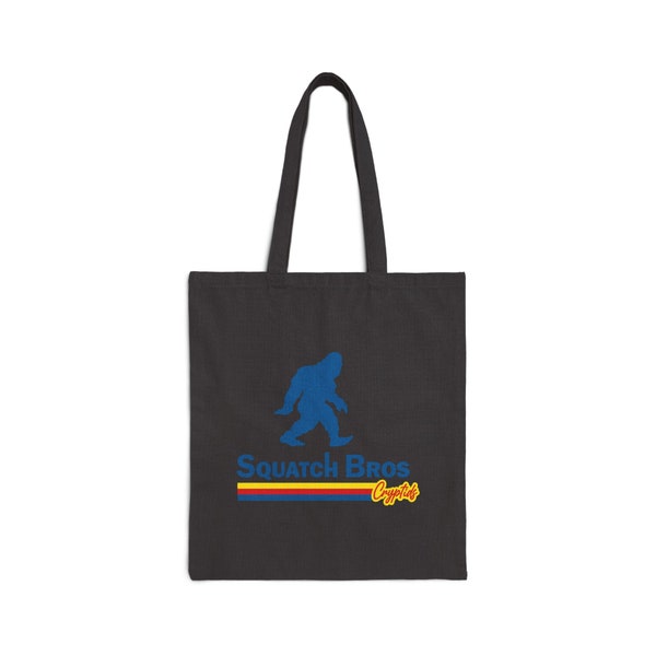 Squatch Bros Cotton Canvas Tote Bag, Big Foot Hide and Seek Champ Shopping Bags, Bigfoot Cryptid Reusable Grocery Totes, Yeti Logo Satire