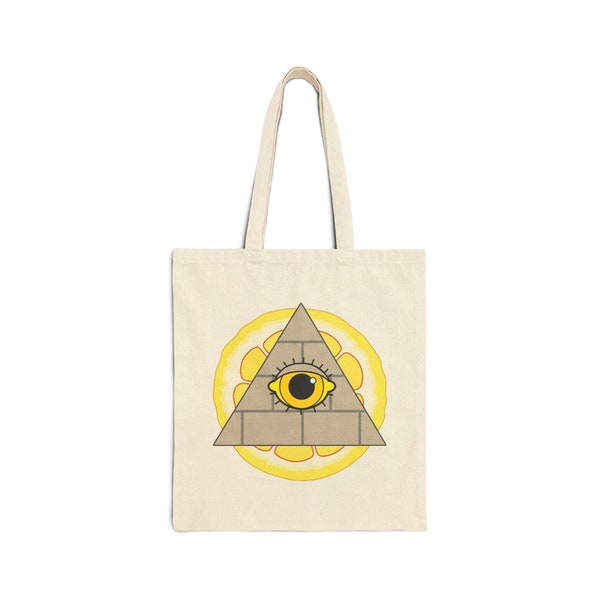 Lemon Lemonati Illuminati Cotton Canvas Tote Bag, Pyramid Eye Lemons Reusable Shopping Bags, Citrus Conspiracy Freemason Funny Shopping bag