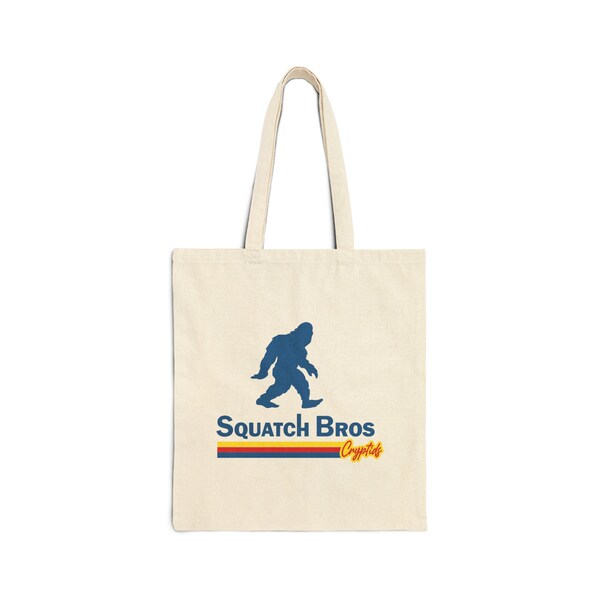 Squatch Bros Cotton Canvas Tote Bag, Big Foot Hide and Seek Champ Shopping Bags, Bigfoot Cryptid Reusable Grocery Totes, Yeti Logo Satire