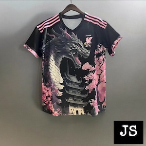 Maillot de football japon « DRAGON NOIR et ROSE » 2024, maillot de football 2024, trikot japonais, cadeau sport pour homme personnalisable