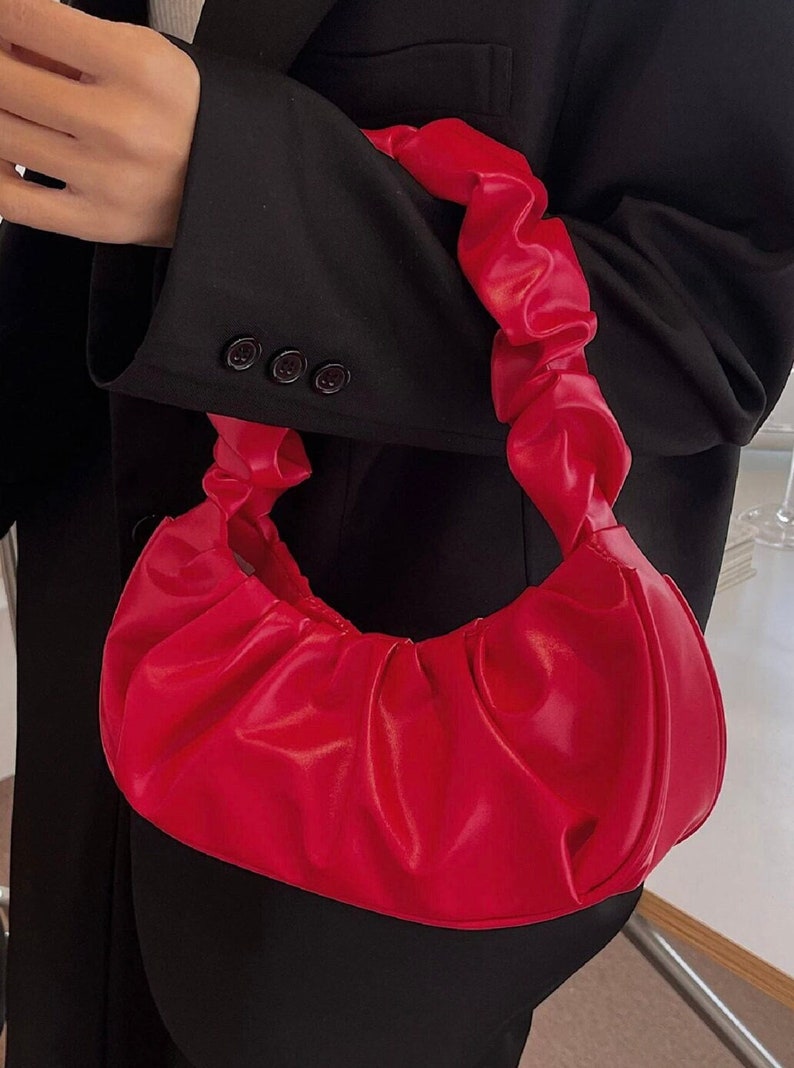 New Fashion Minimalist Ruched Bag Czerwony