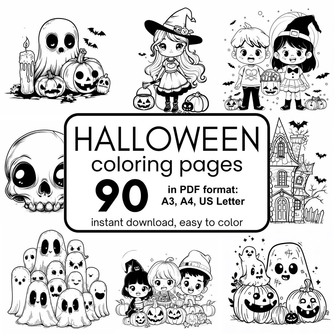 90 Halloween Coloring Pages, Coloring Pages for Kids, Printable in PDF ...