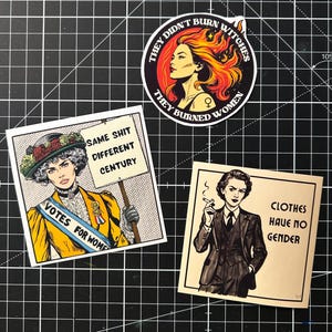Feminist Vintage Sticker Set • Retro Comic Style • Suffragette Stickers • Queer Pride • LGBTQ+ • Political Protest