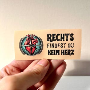 右側にはハートのステッカーはありません – never again、反ファシスト、fck afd、fck nzs、人種差別反対、antifa、CDU |政治ステッカー活動
