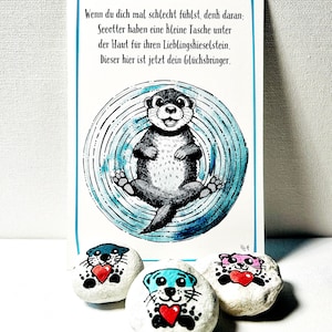 Pierre préférée de la loutre de mer | Porte-bonheur pour les déplacements | Câlin de poche | Affirmation | Idée cadeau | Encourageur | récupération