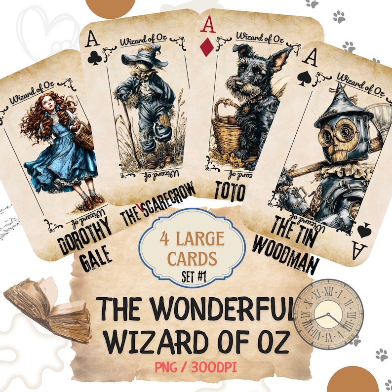 The Wonderful Wizard of Oz Vintage Playing Cards Set | Dorothy Gale Tin ...