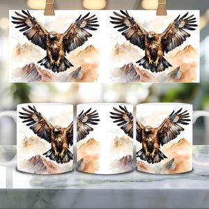 Majestic Golden Eagle Mug Wrap PNG, Wildlife Art PNG, High-Quality Mugs Sublimation Design, Nature-Inspired Eagle Wrap Gift, 11 and 15oz mug