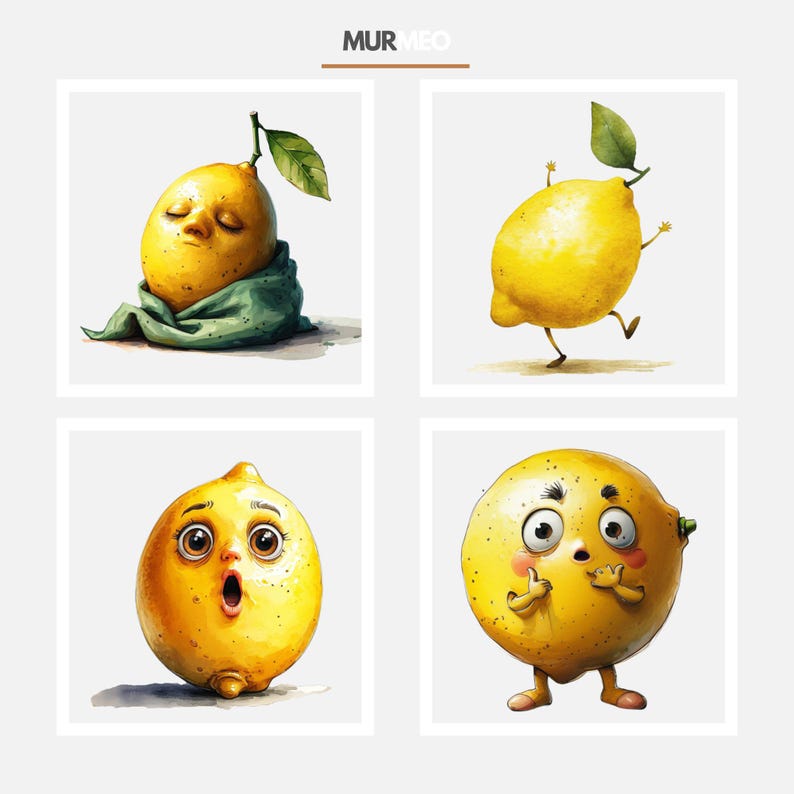 Lemon Emotes Lemon Emotes Clipart Set, 15 PNG Images With Transparent Background ...