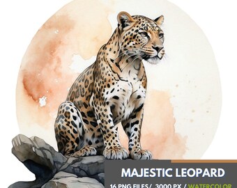 Sublimatieontwerpen luipaard en maan, 16 png-afbeeldingen wilde dieren, hemelse luipaardprint digitale download, maannachtdieren T-shirt mok