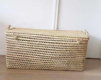 Ancienne Boîte à Jouets En Osier St Christophe Inn - Panier Rangement Vintage 58cm Haut