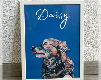 Personalized dog poster Original cat poster Poster with frame for a gift Poster with your dog to order Fashionable poster Pets