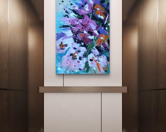 Abstract Floral Painting Original Modern Textured Wall Decor Gift for mom