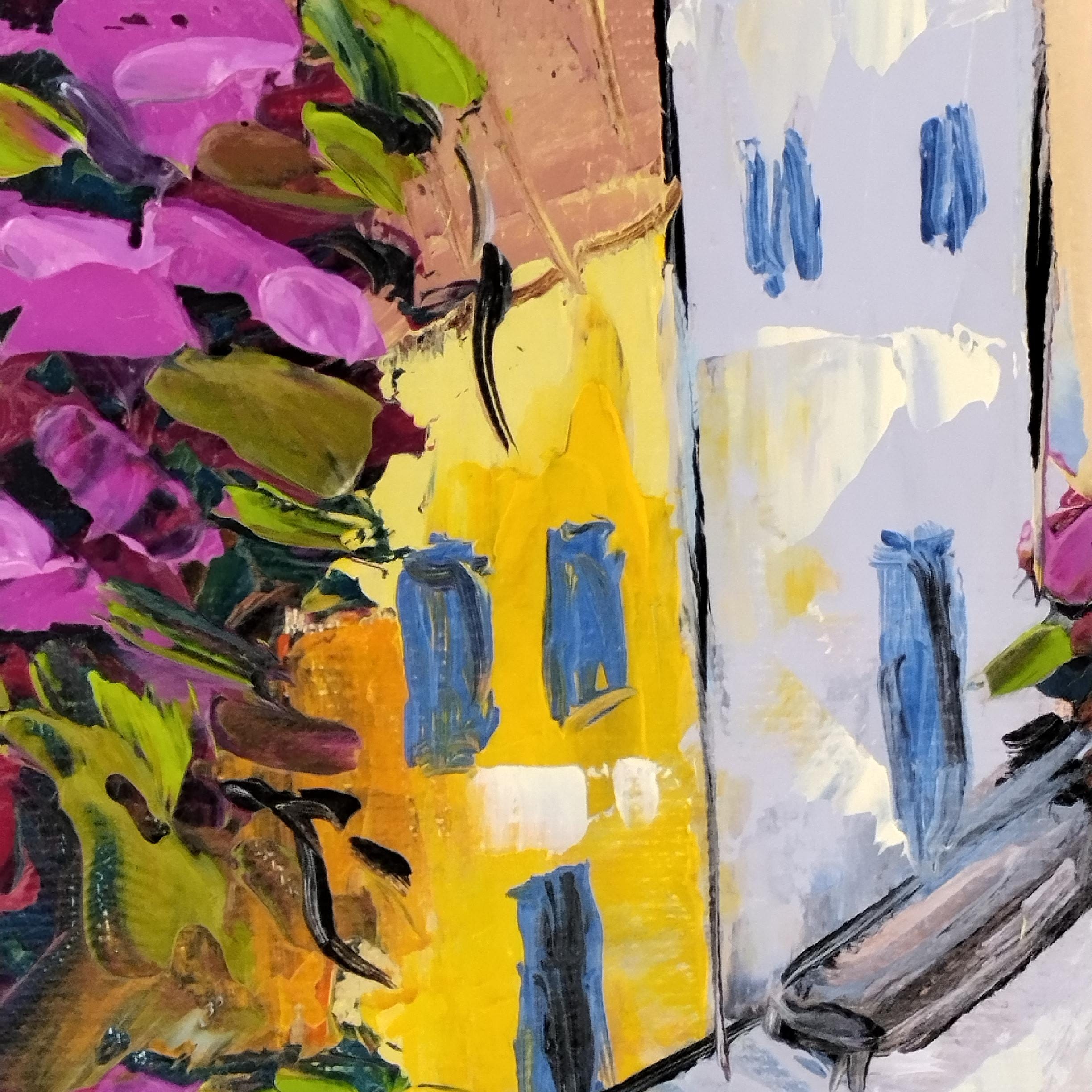 絵画 ギリシャ島のインパスト画：夏の建築、パステルアート - Etsy 日本