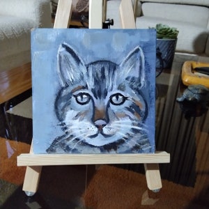 Oeuvre d'art originale faite main pour chat à l'huile Petite peinture Art mural chat Peinture chat Travail avec des animaux Oeuvre d'art représentant des animaux de compagnie