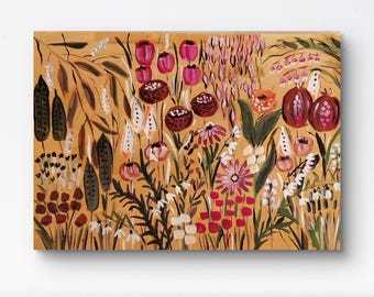 ピンクのゼラニウムの花の絵画、庭からのピンクの夏の花のオリジナルの