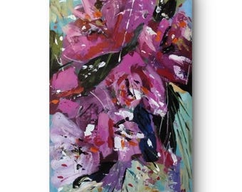 Modern acrilic abstract flower painting textured and colourful Unique handmade artwork contemporary and stylish