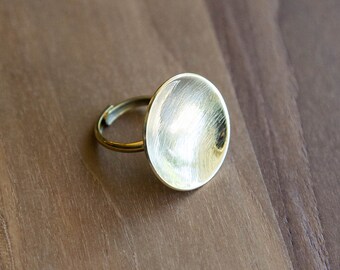 Brass Circle Ring // Adjustable Brass Ring // Mod Contemporary Statement Ring // Large Chunky Brass Ring // Brass Full Moon Ring // R13