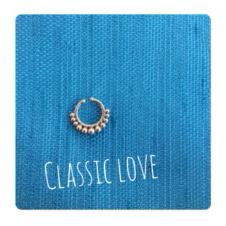 Classic Love Fake Faux Septum Nose Ring Clip on Brass NB 8 image 2