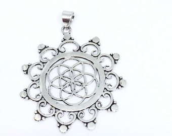 Seed of Life Pendant Silver Plated Galactic Guardian Amulet