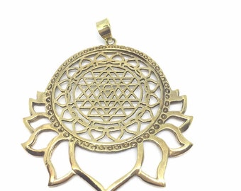 Shri Yantra Brass Pendant // Tantric Guardian Amulet //P23