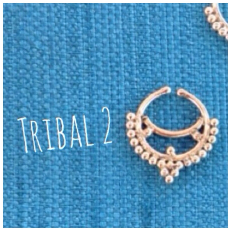 Tribal 2 Fake Faux Septum Nose Ring Clip on Brass, Indian Nose Ring, Belly Dance, Burning Man, Fake Septum Ring, Fake NB 2 image 1