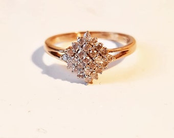 Geweldige vintage jaren 50 gouden 9kt ring met diamanten