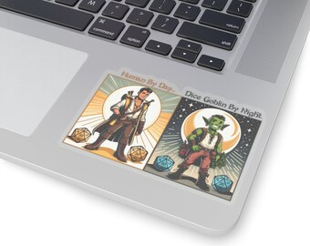 Dice Goblin by Night, Human by Day (Male) Sticker - Fun Dual Design for RPG Enthusiasts and Fantasy Fans, Dice and Math Rock Lovers