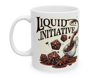 Liquid Initiative Mug - Essential Morning Brew for Dice Rollers and Coffee Lovers, Enthusiasts, Shiny Math Rock Fans