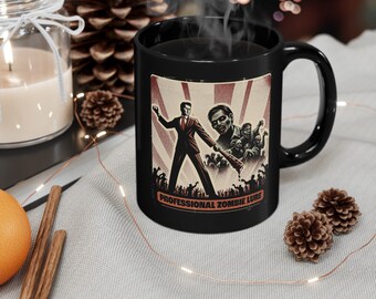 Professional Zombie Lure Mug - Essential Coffee Mug for Zombie Hunters and Classic Horror Lovers, Undead Slayer Bat