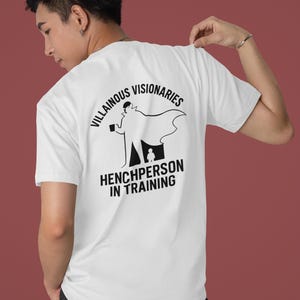 Villainous Visionaries T-Shirt | Henchperson in Training Uniform | Evil Internship Tee | Funny Supervillain Gift | Cosplay, Con Merch image 3