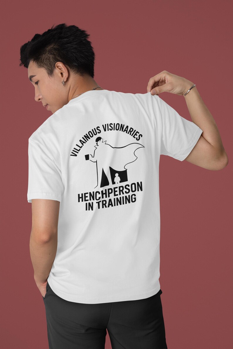 Villainous Visionaries T-Shirt | Henchperson in Training Uniform | Evil Internship Tee | Funny Supervillain Gift | Cosplay, Con Merch image 3