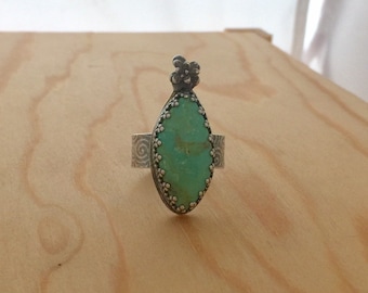 Turquoise flower ring size 10 1/2