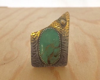 Gold Ball Turquoise ring size 7 1/2