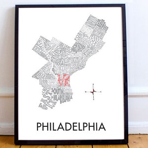 Philadelphia Neighborhood Map 11 x 14&quot; Print