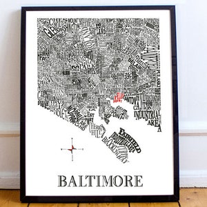 Customizable - Baltimore Neighborhood Map 11x14in Print