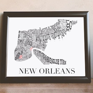 Customizable-New Orleans Neighborhood Map 11 x 14&quot; Print