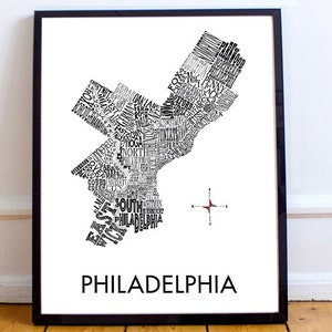 Philadelphia Neighborhood Map 11 x 14&quot; Print