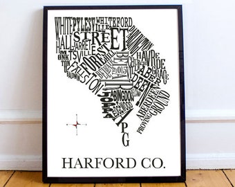 Harford County Neighborhood Map 11x14in print