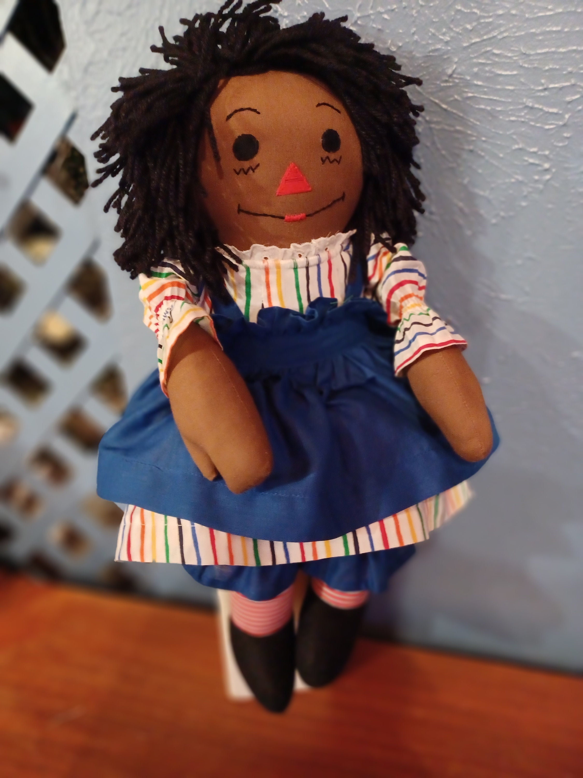 Ebony 20 Raggedy Ann Handmade doll Ethnic doll Baby gift African American doll with hand embroidered face and black hair Etsy